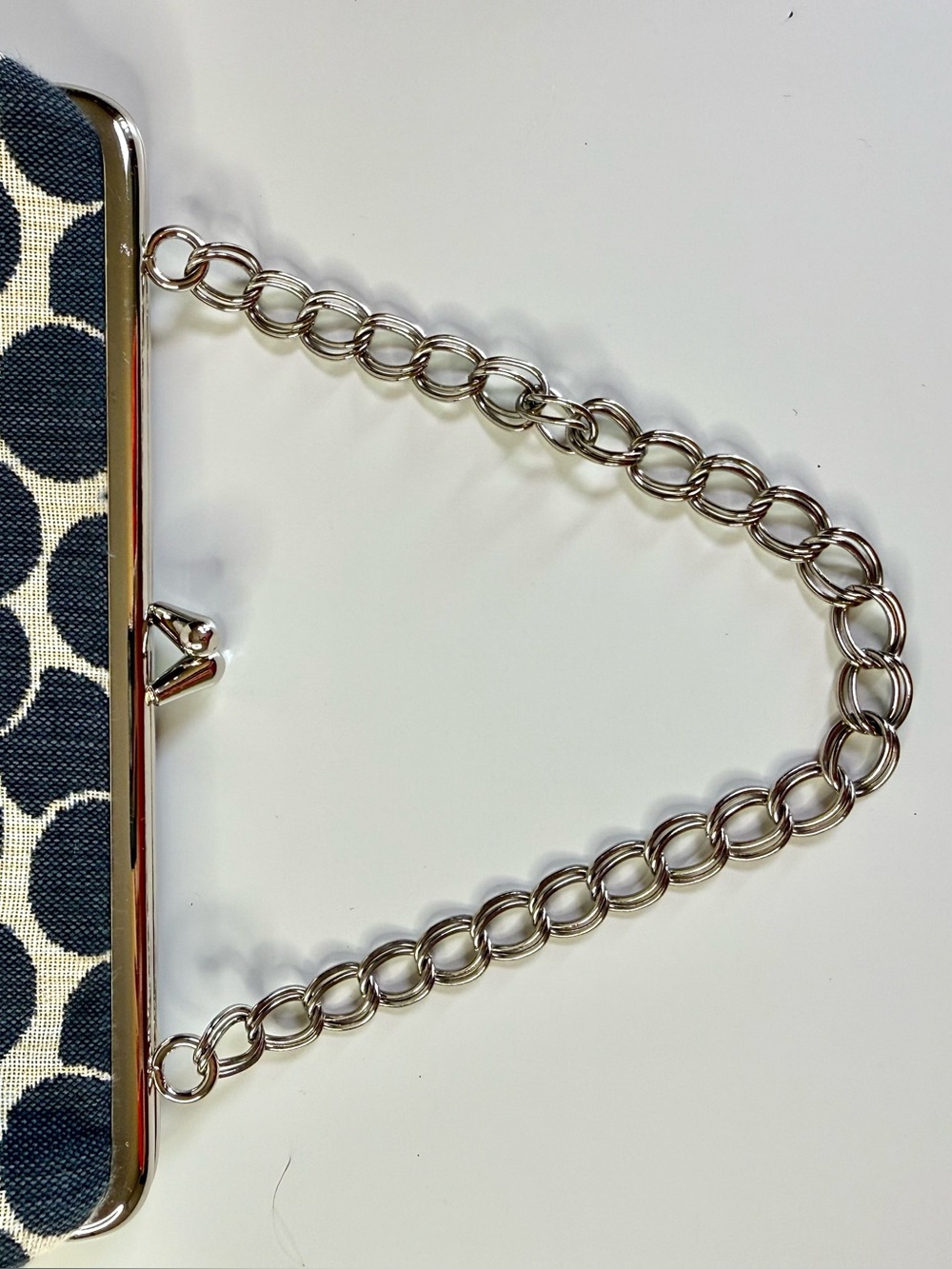 1154 Lill Studio Polka Dot Fabric Clutch Evening Bag Gray Cream Kiss Lock Frame - Picture 10 of 15